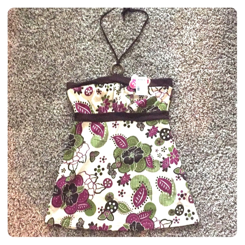 Strapless floral tunic shirt